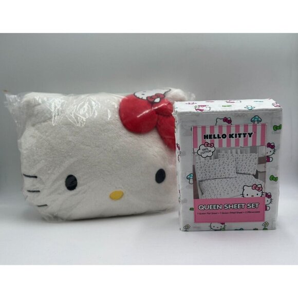 Jay Franco & Sons Other - NEW! Hello Kitty BUNDLE Mushroom Sanrio Queen Sheet 4 pc set Nogginz Pillow